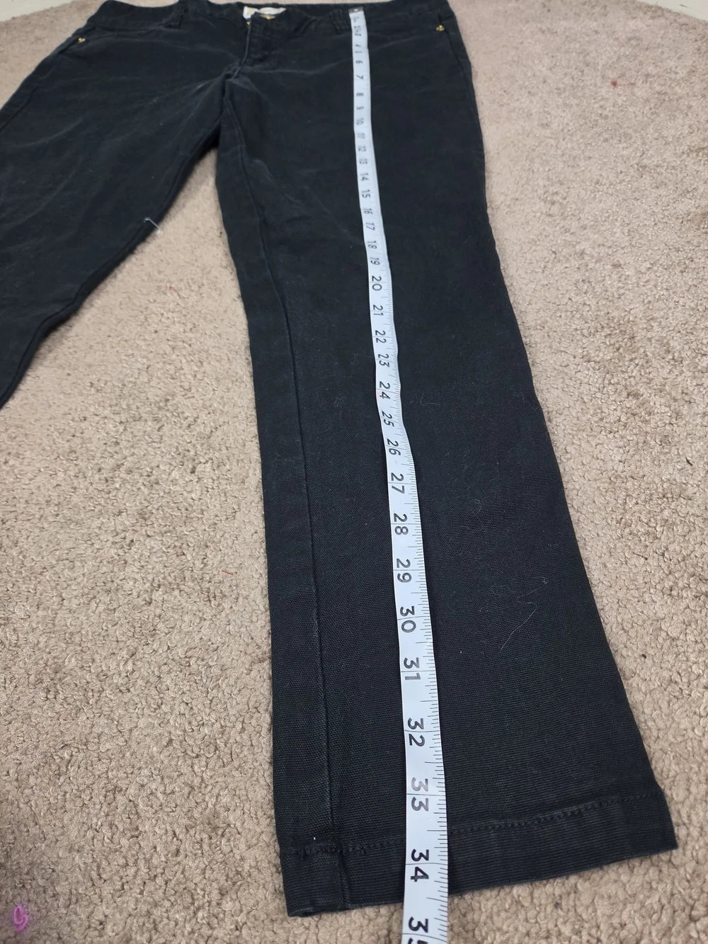 Michael Kors Black Pants with Gold MK Button Detail
